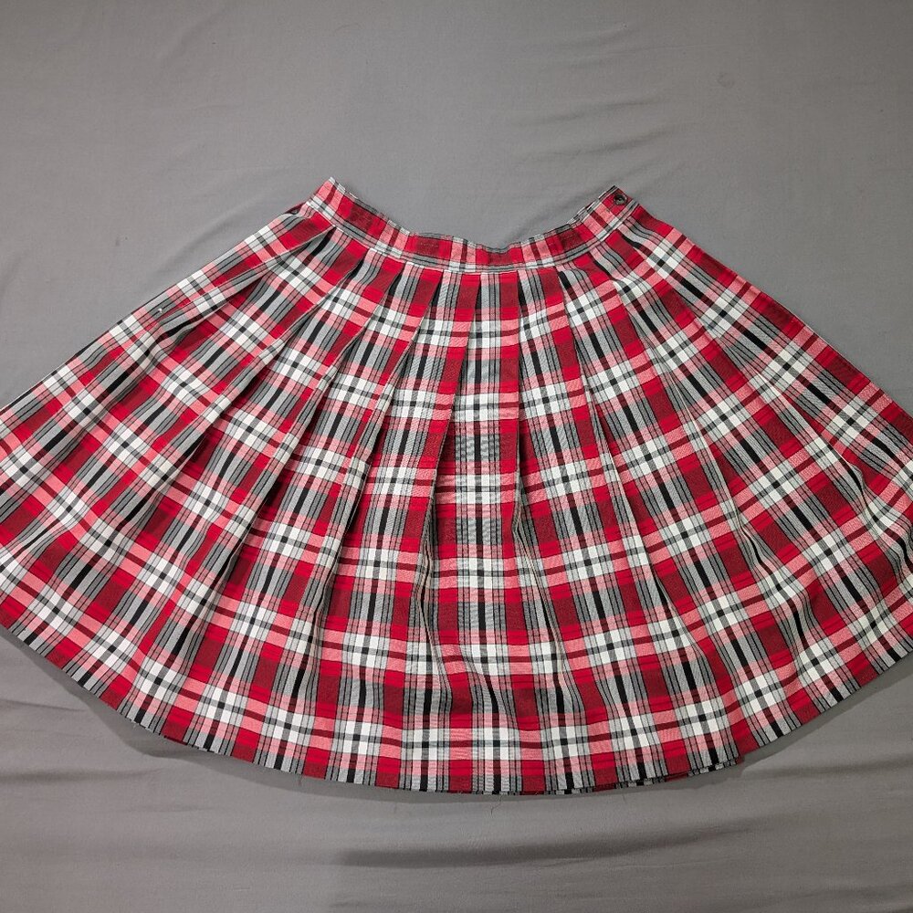 Vintage Dennis Skirt Girls 14 Red Plaid Pleated School Uniform Academia USA
